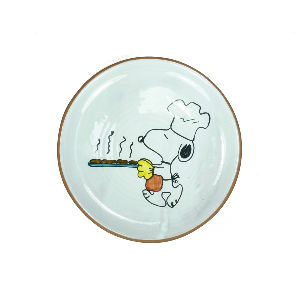 Terracotta Teller Snoopy als Pizzabäcker